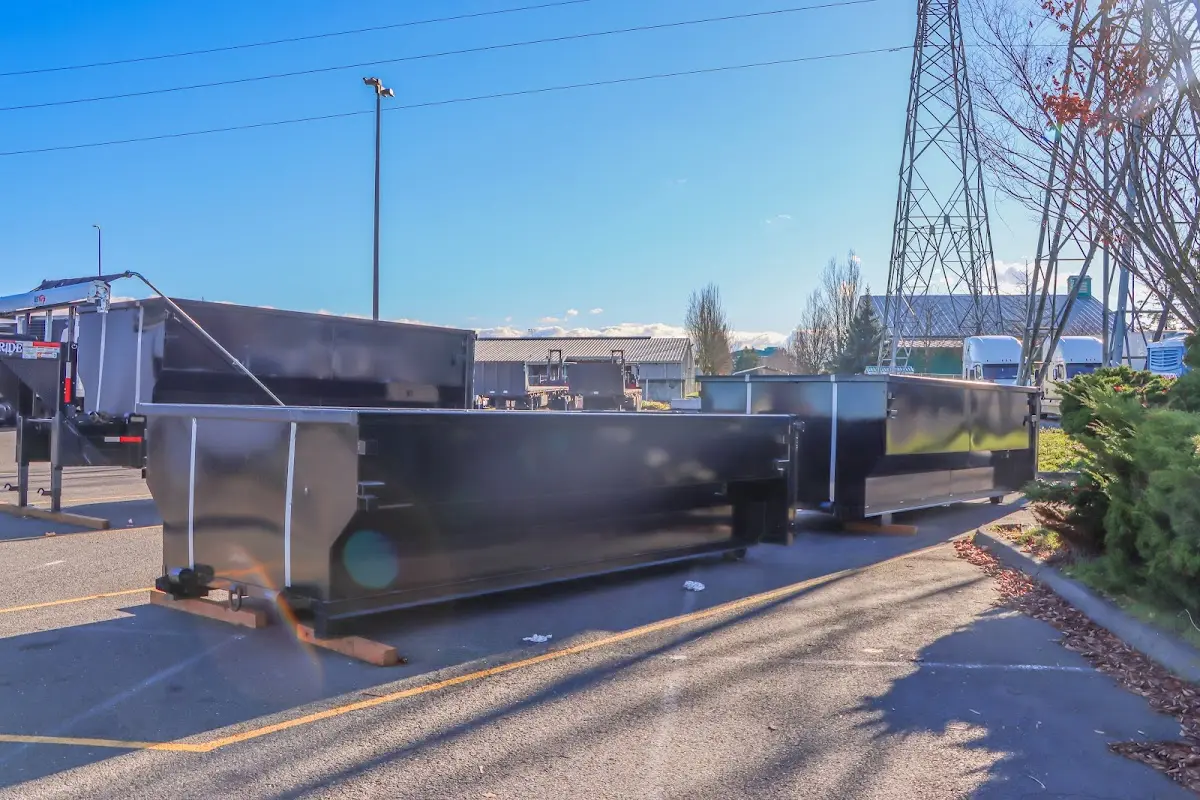 Roll-off dumpster ready for waste disposal at job site for 12 Yard Dumpster Rental in Mount Healthy